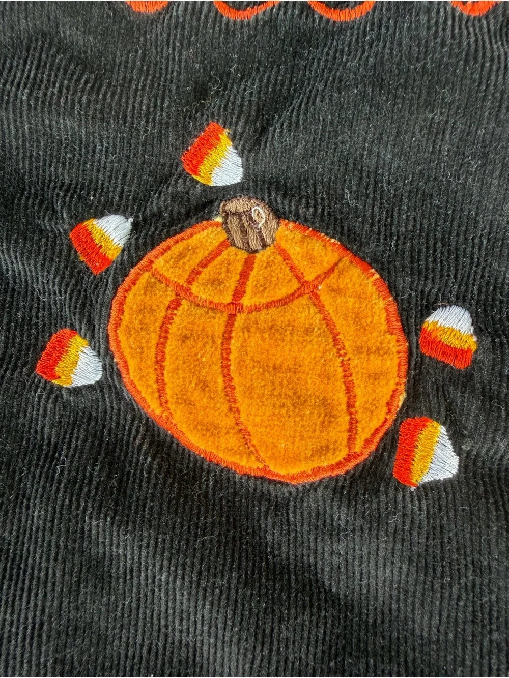 VTG Jack O Lantern Candy Corn Novelty Vest Candy Corn Corduroy Reversible 12 GUC